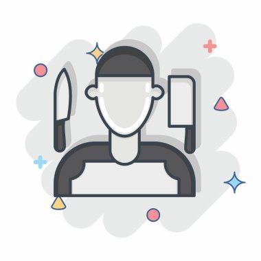 Simge Kasabı. Kurban Bayramı sembolüyle ilgili. Çizgi roman tarzı. Basit dizayn edilebilir. Basit resimleme