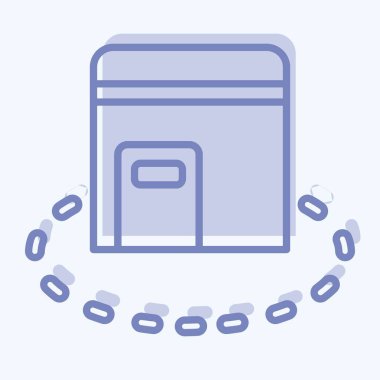 Simge Tawaf. Kurban Bayramı sembolüyle ilgili. İki ton stili. Basit dizayn edilebilir. Basit resimleme