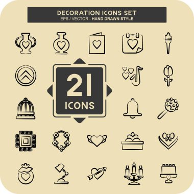 Simge Dekorasyonu. Eğitim sembolüyle ilgili. El çizimi tarzı. Basit dizayn edilebilir. Basit resimleme