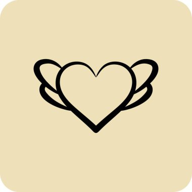 İkon Kalp. Dekorasyon sembolüyle ilgili. El çizimi tarzı. Basit dizayn edilebilir. Basit resimleme