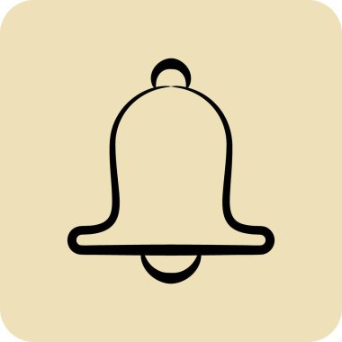 Icon Bell. Dekorasyon sembolüyle ilgili. El çizimi tarzı. Basit dizayn edilebilir. Basit resimleme