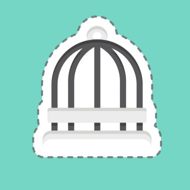 Çıkartma çizgisi Kuş Kafesi 'ni kesti. Dekorasyon sembolüyle ilgili. Basit dizayn edilebilir. Basit resimleme