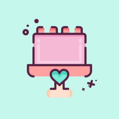 Kek ikonu. Dekorasyon sembolüyle ilgili. MBE tarzı. Basit dizayn edilebilir. Basit resimleme