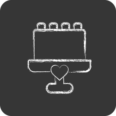 Kek ikonu. Dekorasyon sembolüyle ilgili. Tebeşir stili. Basit dizayn edilebilir. Basit resimleme