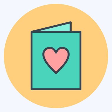 İkon Düğün Davetiyesi. Dekorasyon sembolüyle ilgili. renk arkadaşı stili. Basit dizayn edilebilir. Basit resimleme