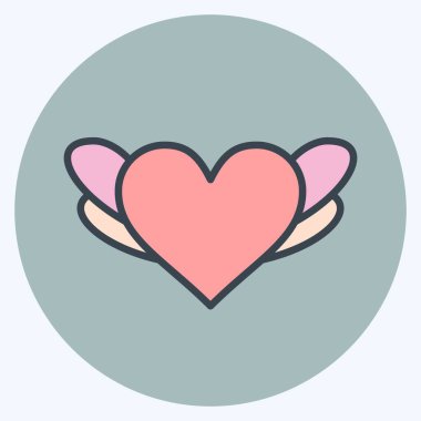 İkon Kalp. Dekorasyon sembolüyle ilgili. renk arkadaşı stili. Basit dizayn edilebilir. Basit resimleme