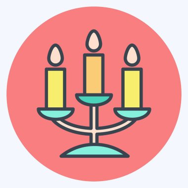 Simge Candelabra. Dekorasyon sembolüyle ilgili. renk arkadaşı stili. Basit dizayn edilebilir. Basit resimleme