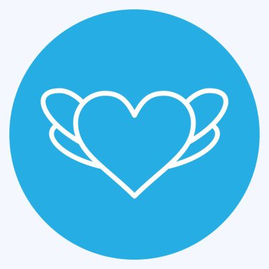 İkon Kalp. Dekorasyon sembolüyle ilgili. Mavi gözlü. Basit dizayn edilebilir. Basit resimleme