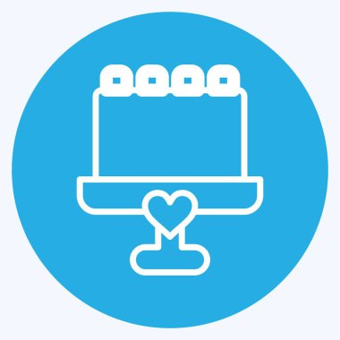 Kek ikonu. Dekorasyon sembolüyle ilgili. Mavi gözlü. Basit dizayn edilebilir. Basit resimleme