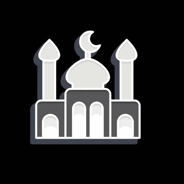 Ikoonmoskee Gerelateerd Aan Eid Adha Symbool Glanzende Stijl Eenvoudig Ontwerp — Stockvector