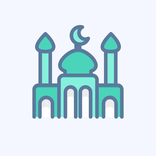 Mesquita Ícone Relacionado Com Símbolo Eid Adha Estilo Doodle Design — Vetor de Stock