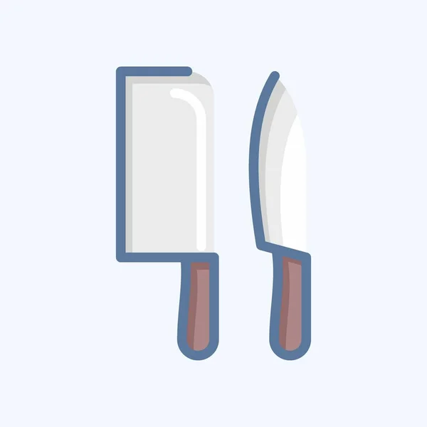 Icon Knives Související Symbolem Eida Adhy Doodle Style Jednoduchý Design — Stockový vektor