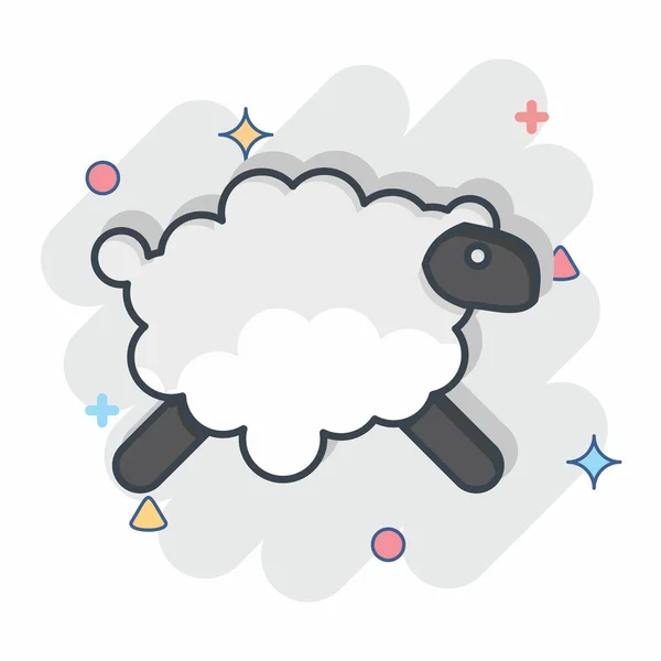Icon Sheep Related Eid Adha Symbol Comic Style Simple Design — Stock Vector