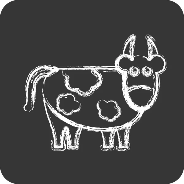 Icono Vaca Relacionado Con Símbolo Eid Adha Estilo Tiza Diseño — Vector de stock