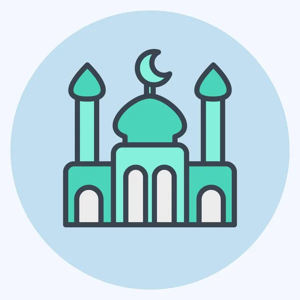 Ikoonmoskee Gerelateerd Aan Eid Adha Symbool Kleur Maat Stijl Eenvoudig — Stockvector