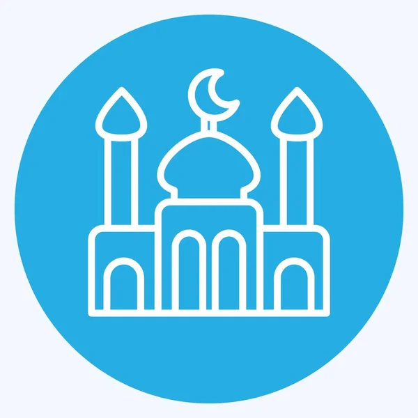 Mezquita Icono Relacionado Con Símbolo Eid Adha Estilo Ojos Azules — Vector de stock