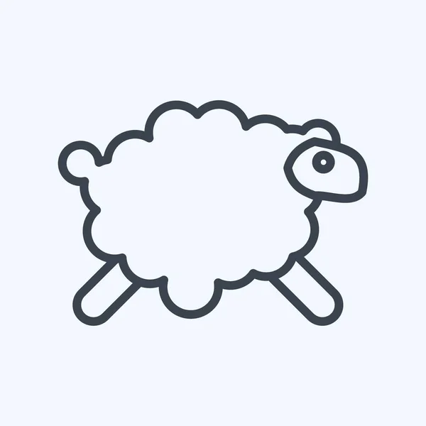 Icon Sheep Related Eid Adha Symbol Line Style Simple Design — Stock Vector