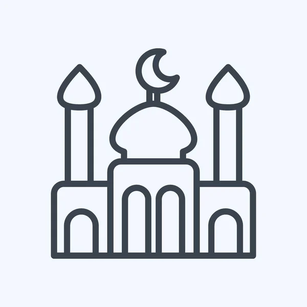 Mezquita Icono Relacionado Con Símbolo Eid Adha Estilo Línea Diseño — Vector de stock