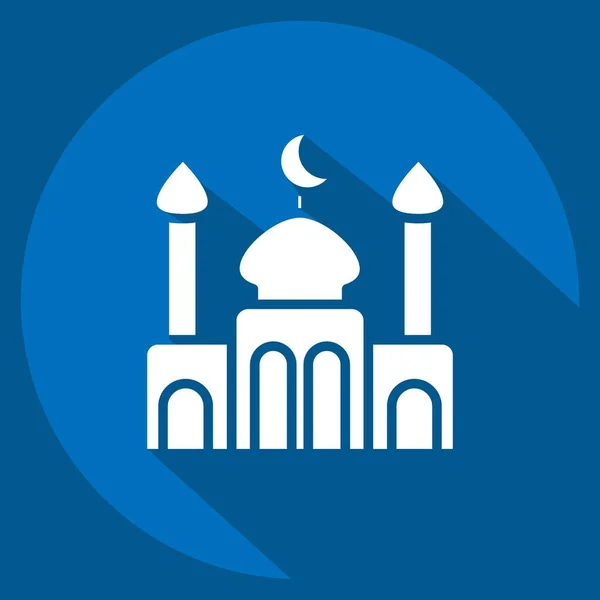 Meczet Ikony Związane Symbolem Eid Adha Styl Długiego Cienia Prosty — Wektor stockowy
