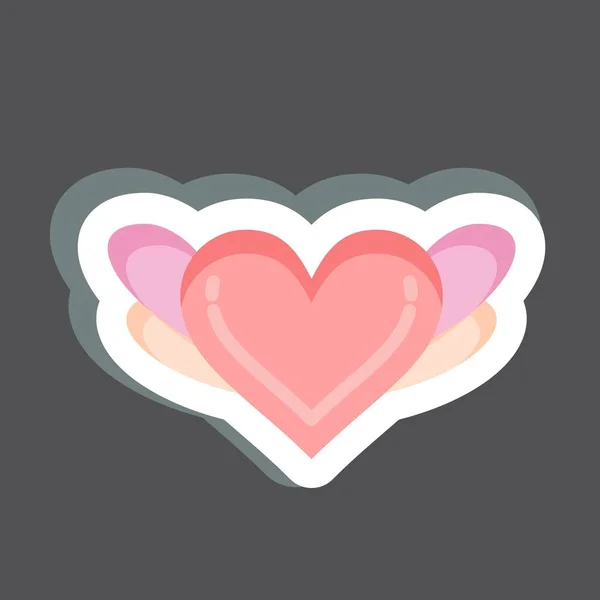 Corazón Pegatina Relacionado Con Símbolo Decoración Diseño Simple Editable Ilustración — Vector de stock