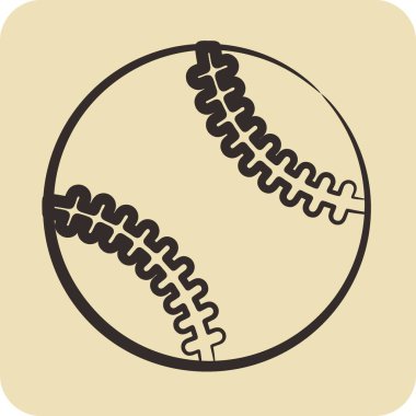 Beyzbol topu. Spor Malzemeleri sembolüyle ilgili. El çizimi tarzı. Basit dizayn edilebilir. Basit resimleme