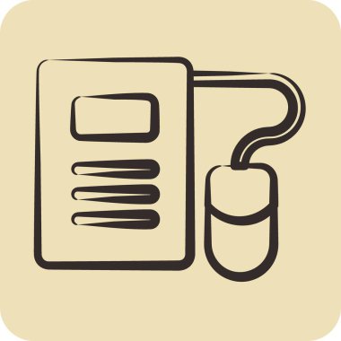 Simge E-Öğrenme. Eğitim sembolüyle ilgili. Kabartma tarzı. Basit dizayn edilebilir. Basit resimleme