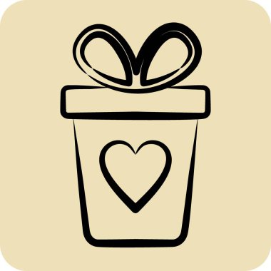 Simge Hediye Kutusu. Kara Cuma sembolüyle ilgili. Kabartma tarzı. Alışveriş. Basit resimleme