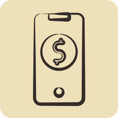 Icon Mobile Banking. related to Contactless symbol. glyph style. simple design editable. simple illustration