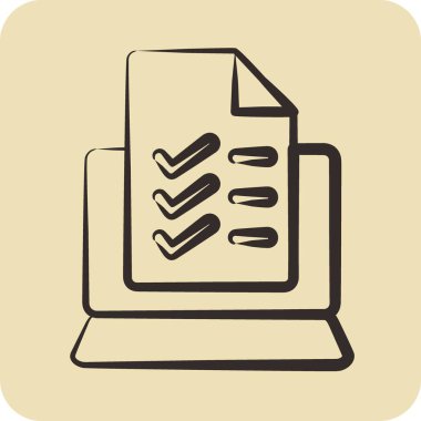 Simge Onlie Testi. Eğitim sembolüyle ilgili. Kabartma tarzı. Basit dizayn edilebilir. Basit resimleme