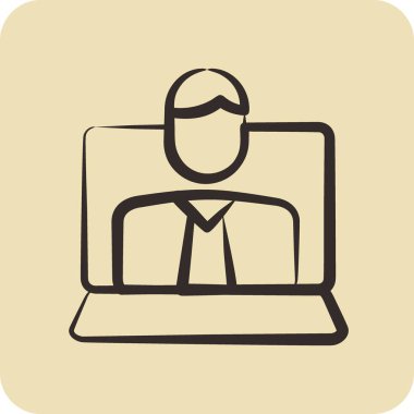 Icon Webinar. Eğitim sembolüyle ilgili. Kabartma tarzı. Basit dizayn edilebilir. Basit resimleme