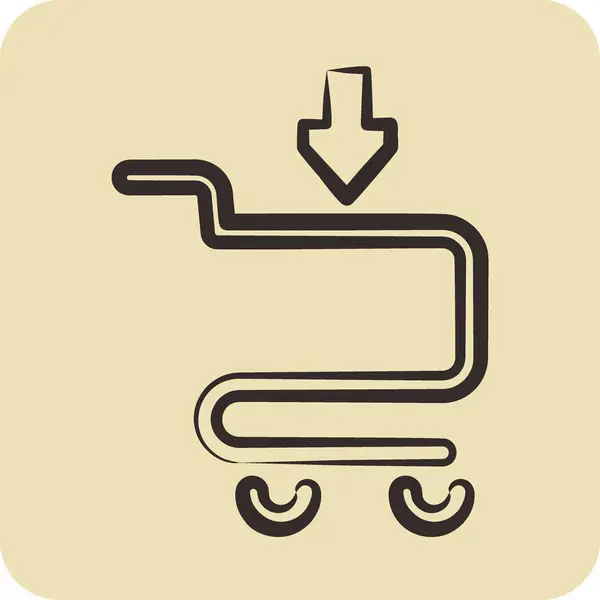 Icon Add Cart Related Contactless Symbol Glyph Style Simple Design — Stockvektor