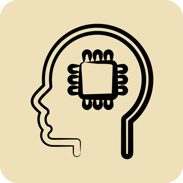 Icône Intelligence Artificielle Lié Symbole Psychologie Personnalité Style Glyphe Conception — Image vectorielle