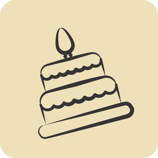 Gâteau Icône Lié Symbole Famille Style Glyphe Conception Simple Modifiable — Image vectorielle