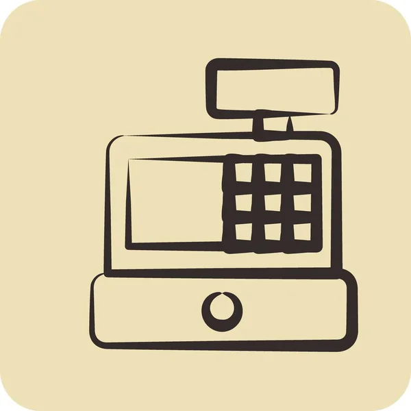 Icon Cash Register Related Online Store Symbol Glyph Style Simple — Vector de stock