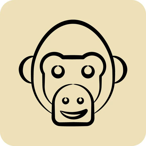 Icon Chimpanzee Related Animal Head Symbol Glyph Style Simple Design — Stock Vector