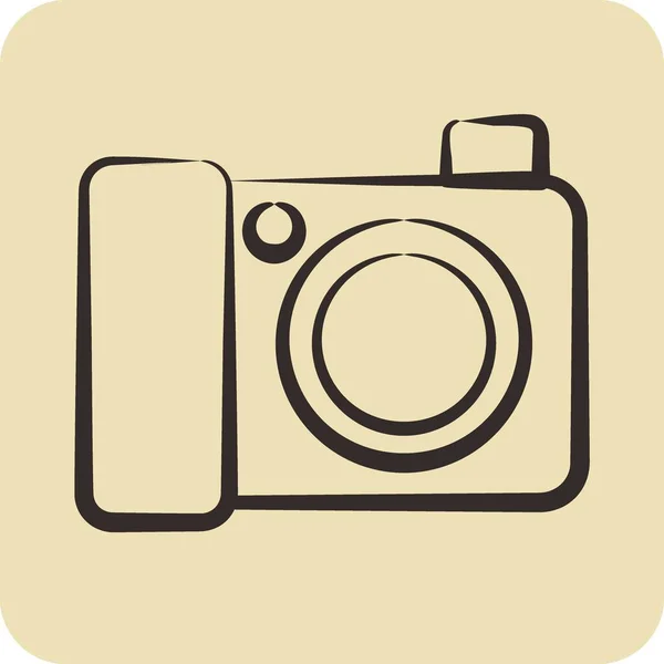 Ikone Digitalkamera Verwandt Mit Dem Symbol Der Fotografie Handgezeichneten Stil — Stockvektor