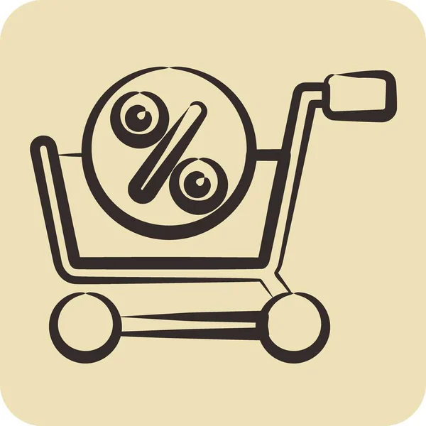 Icon Discount Related Online Store Symbol Glyph Style Simple Illustration — Stok Vektör