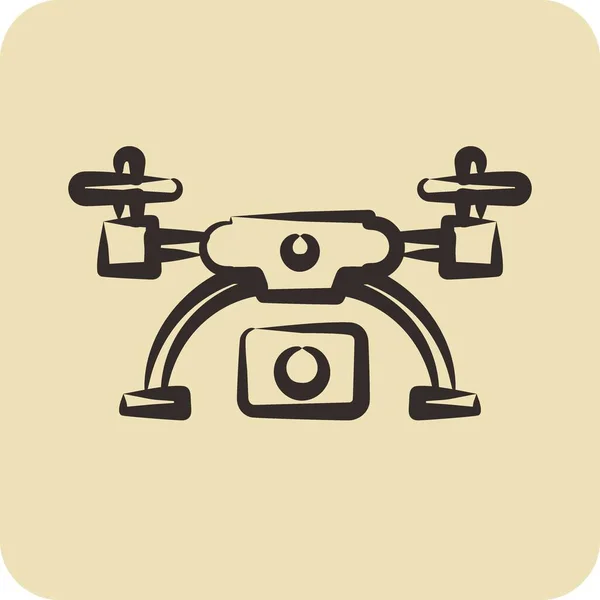 Ícone Drone Imagem Aérea Relacionado Com Símbolo Fotografia Estilo Desenhado —  Vetores de Stock
