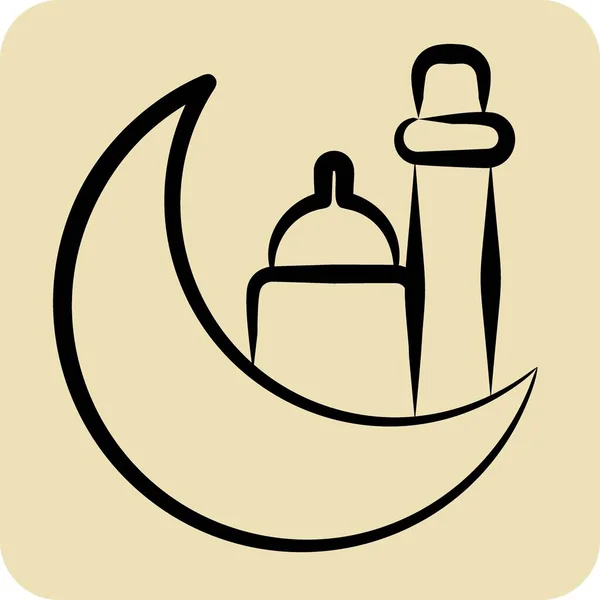 Icona Eid Legato Simbolo Eid Fitr Stile Glifo Islamico Ramadhan — Vettoriale Stock