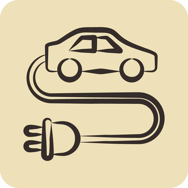 Icon Electric Car Related Environment Symbol Glyph Style Simple Illustration — Stock Vector