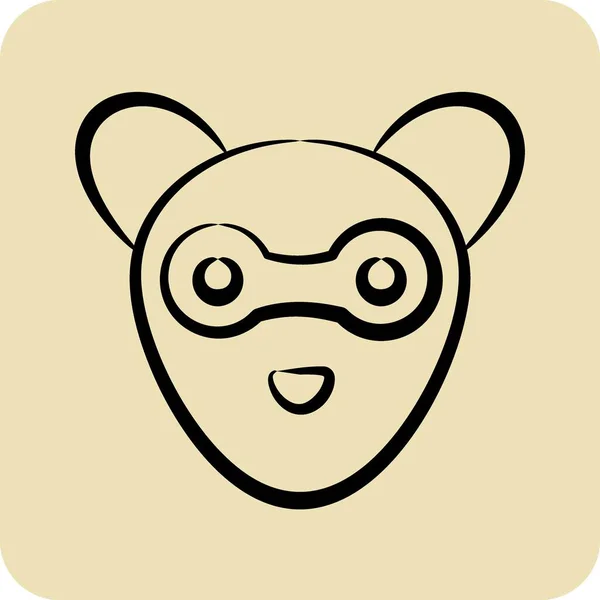 Ikonowa Fretka Związane Symbolem Głowy Zwierzęcia Styl Glifowy Prosty Projekt — Wektor stockowy