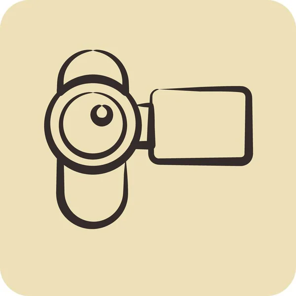 Icon电影摄像机 与摄影符号有关 手绘风格 简单的设计可以编辑 简单的例子 — 图库矢量图片
