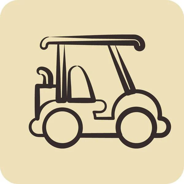 Icon Golf卡丁车与运动器材符号有关 手绘风格 简单的设计可以编辑 简单的例子 — 图库矢量图片