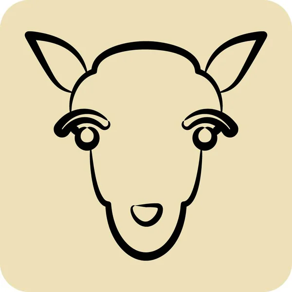 Ikone Lamm Verwandt Mit Animal Head Symbol Glyphen Stil Einfaches — Stockvektor