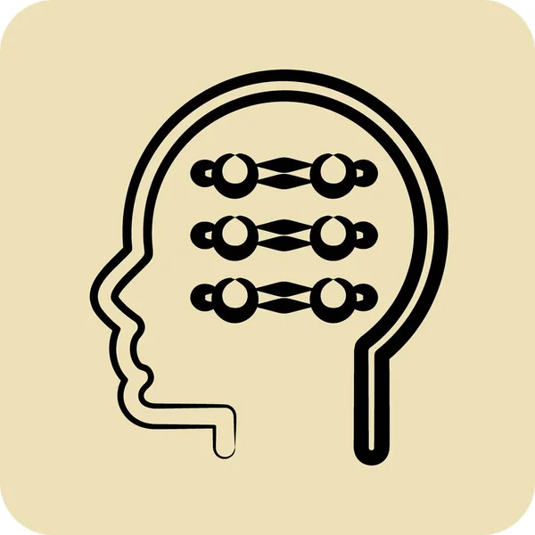 Icône Machine Learning Lié Symbole Psychologie Personnalité Style Glyphe Conception — Image vectorielle