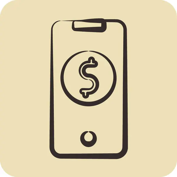 Icon Mobile Banking Related Contactless Symbol Glyph Style Simple Design — Image vectorielle