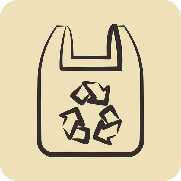 Icon Recycelte Plastiktüte Verwandt Mit Umweltsymbol Glyphen Stil Einfache Illustration — Stockvektor