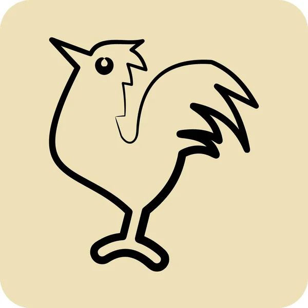 Icône Coq Lié Symbole Animaux Domestiques Style Glyphe Conception Simple — Image vectorielle