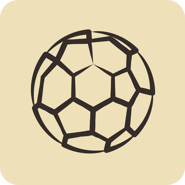 Icône Soccer Ball Lié Symbole Équipement Sport Style Dessiné Main — Image vectorielle