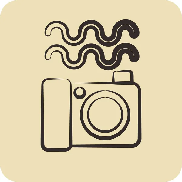 Ikone Unterwasserfotografie Verwandt Mit Dem Symbol Der Fotografie Handgezeichneten Stil — Stockvektor